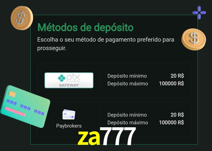 O cassino za777 oferece uma grande variedade de métodos de pagamento
